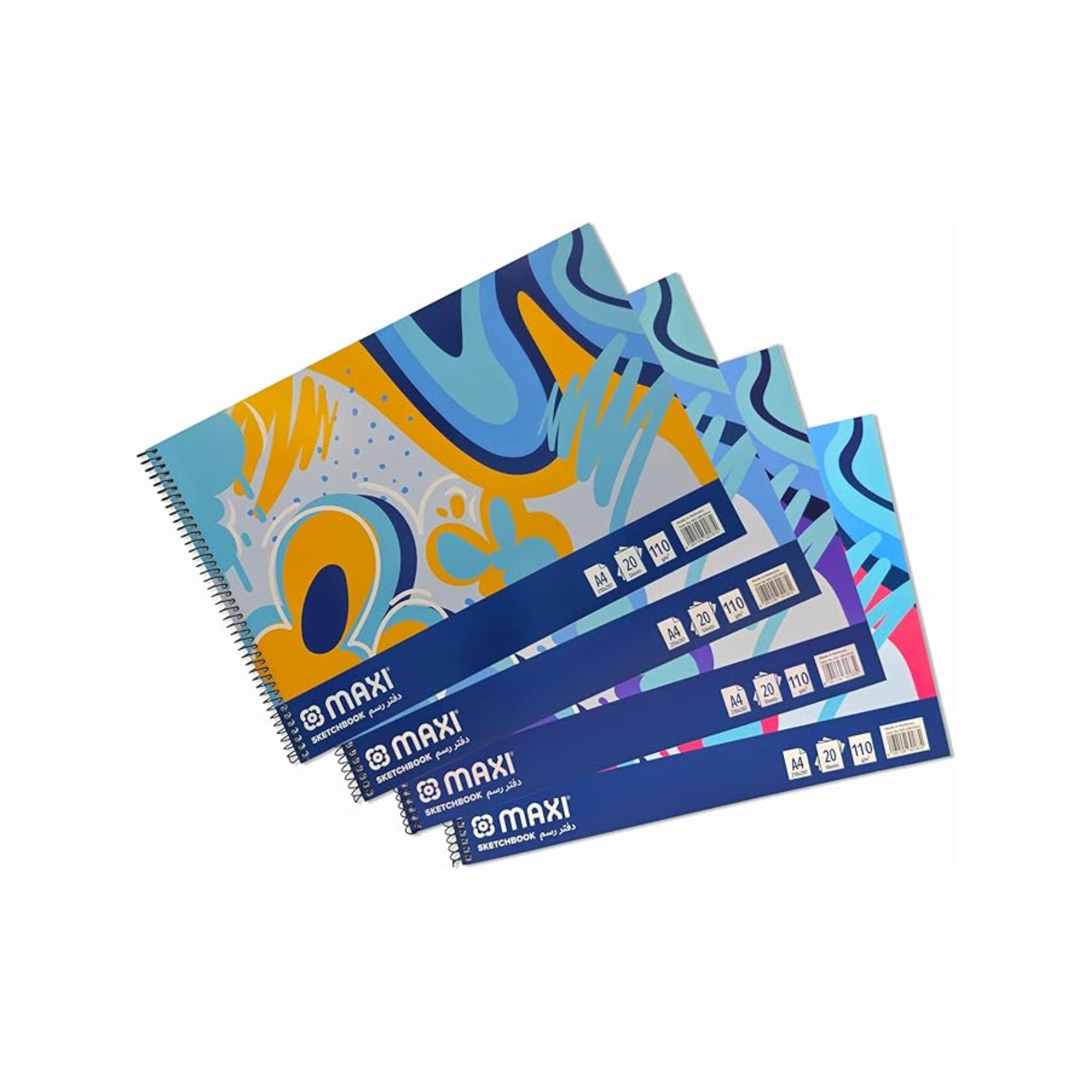 Maxi A4 spiral sketch book with 110 GSM white sheets