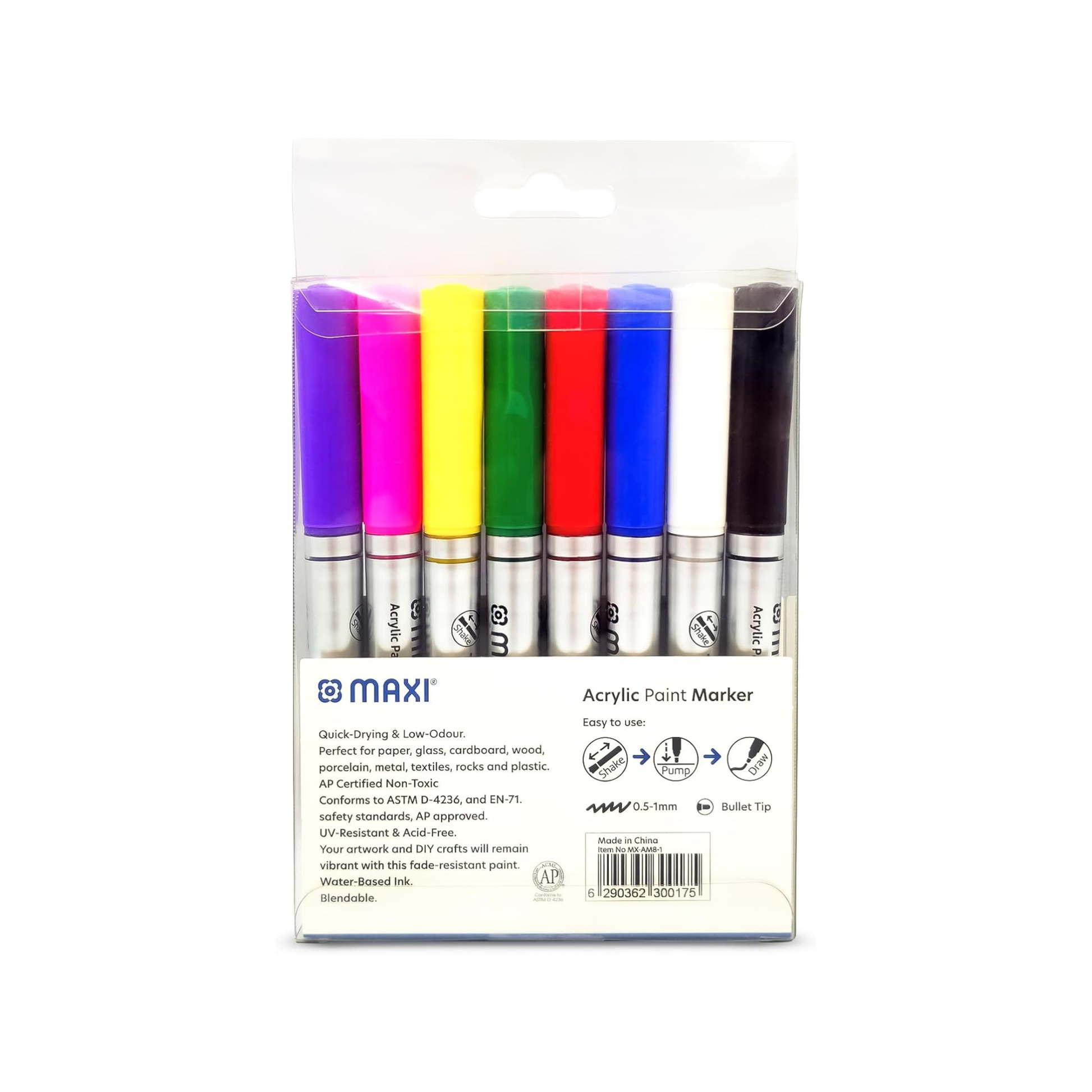 Maxi acrylic paint marker 1mm pack of 8 in Qatar