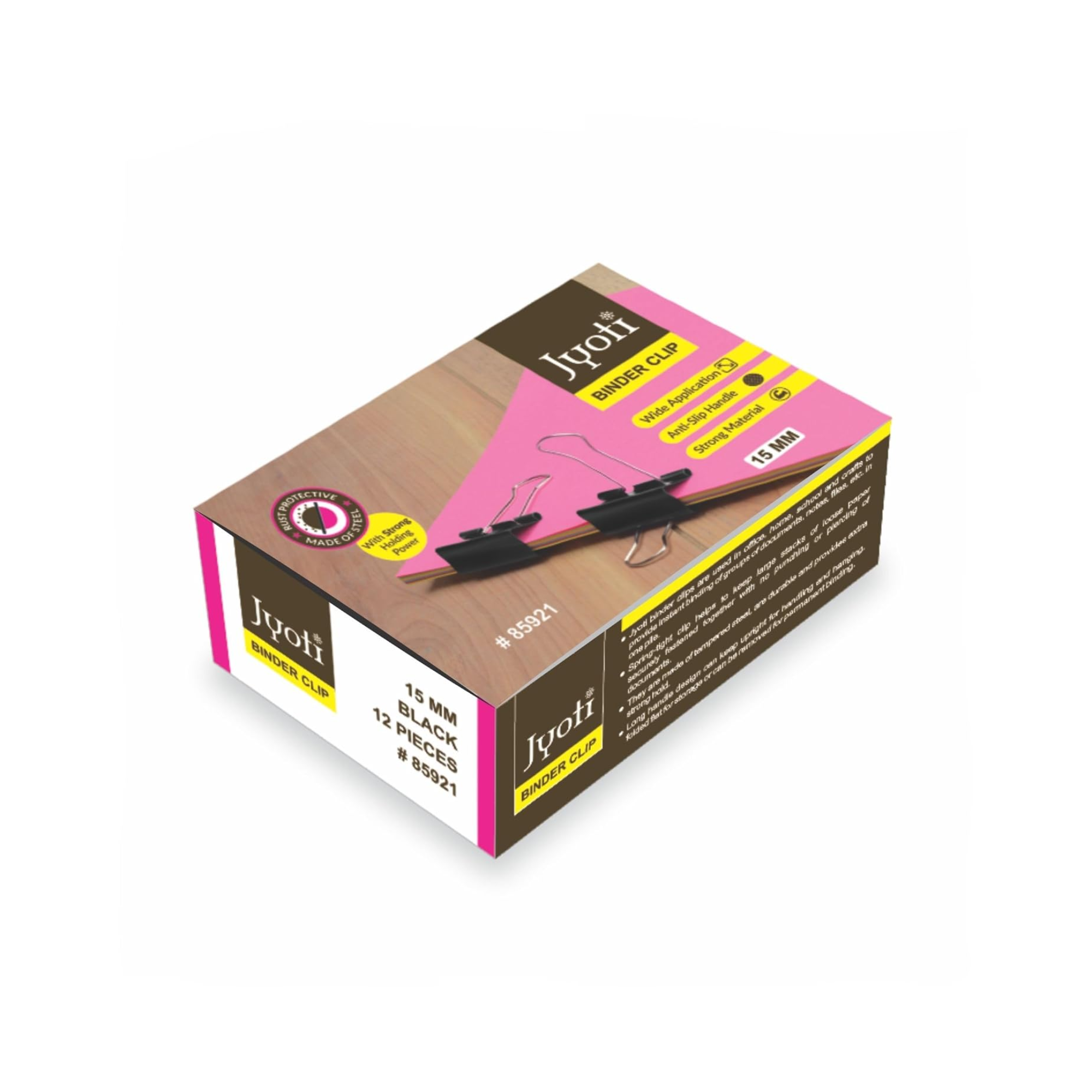 Maxi binder clip 15mm black box of 12 for office use