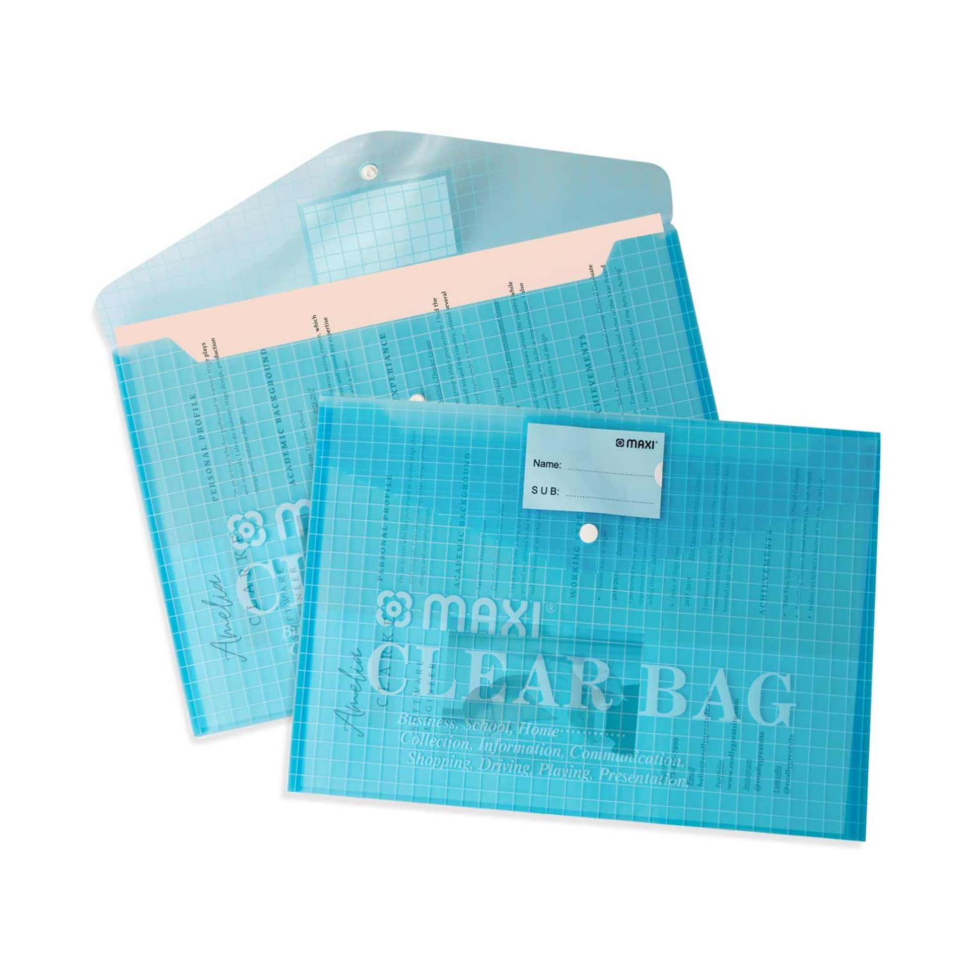 MAXI clear bag blue with name card for school and office in Qatar