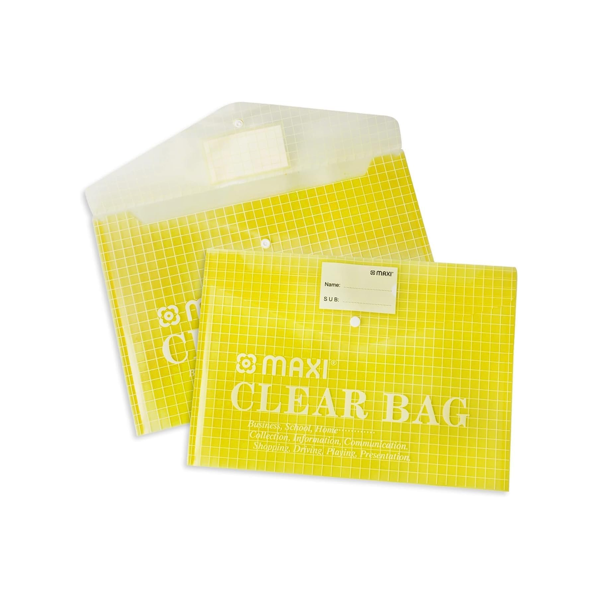 MAXI clear yellow bag with name card for office use in Qatar