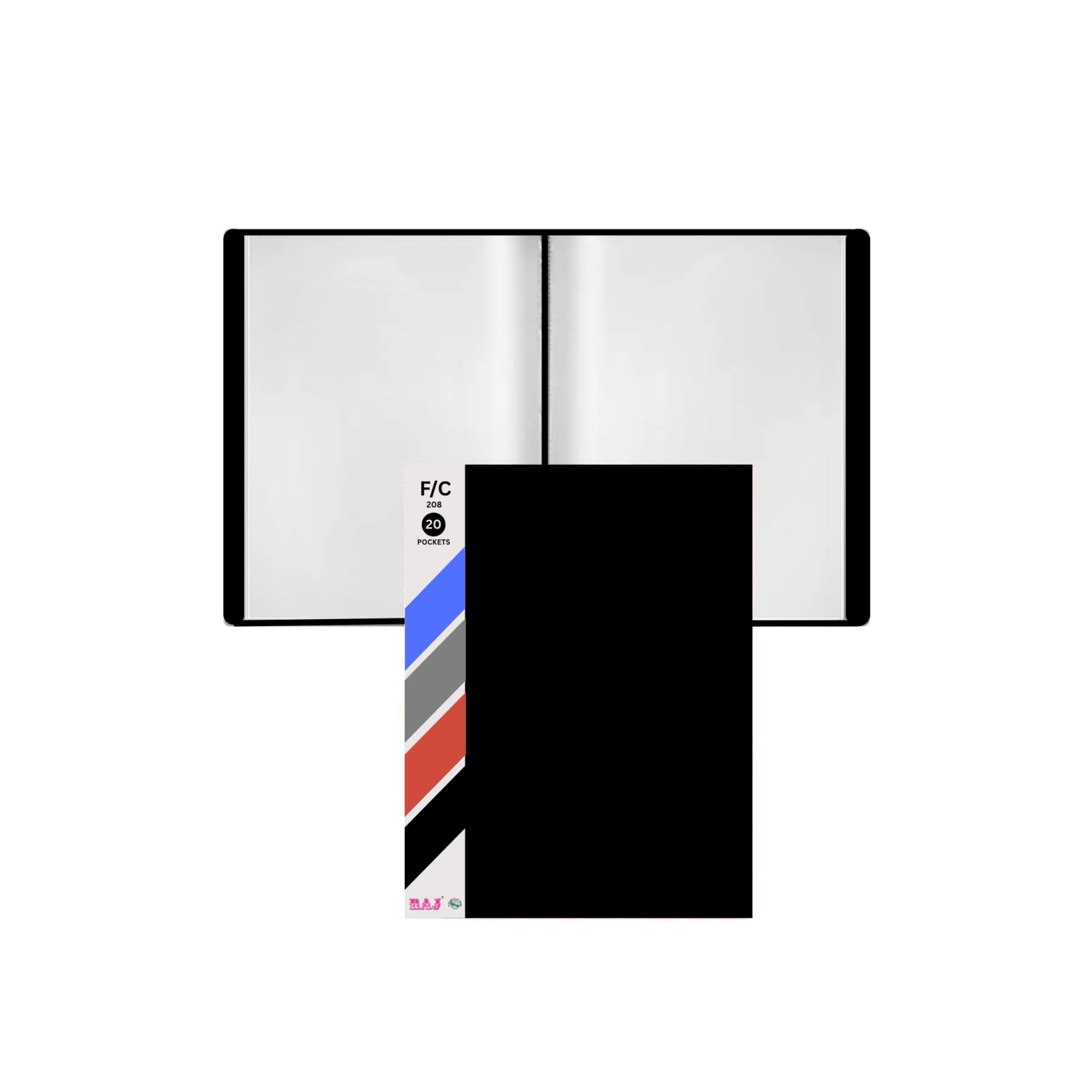 Maxi display book 20 pocket black for office and school use