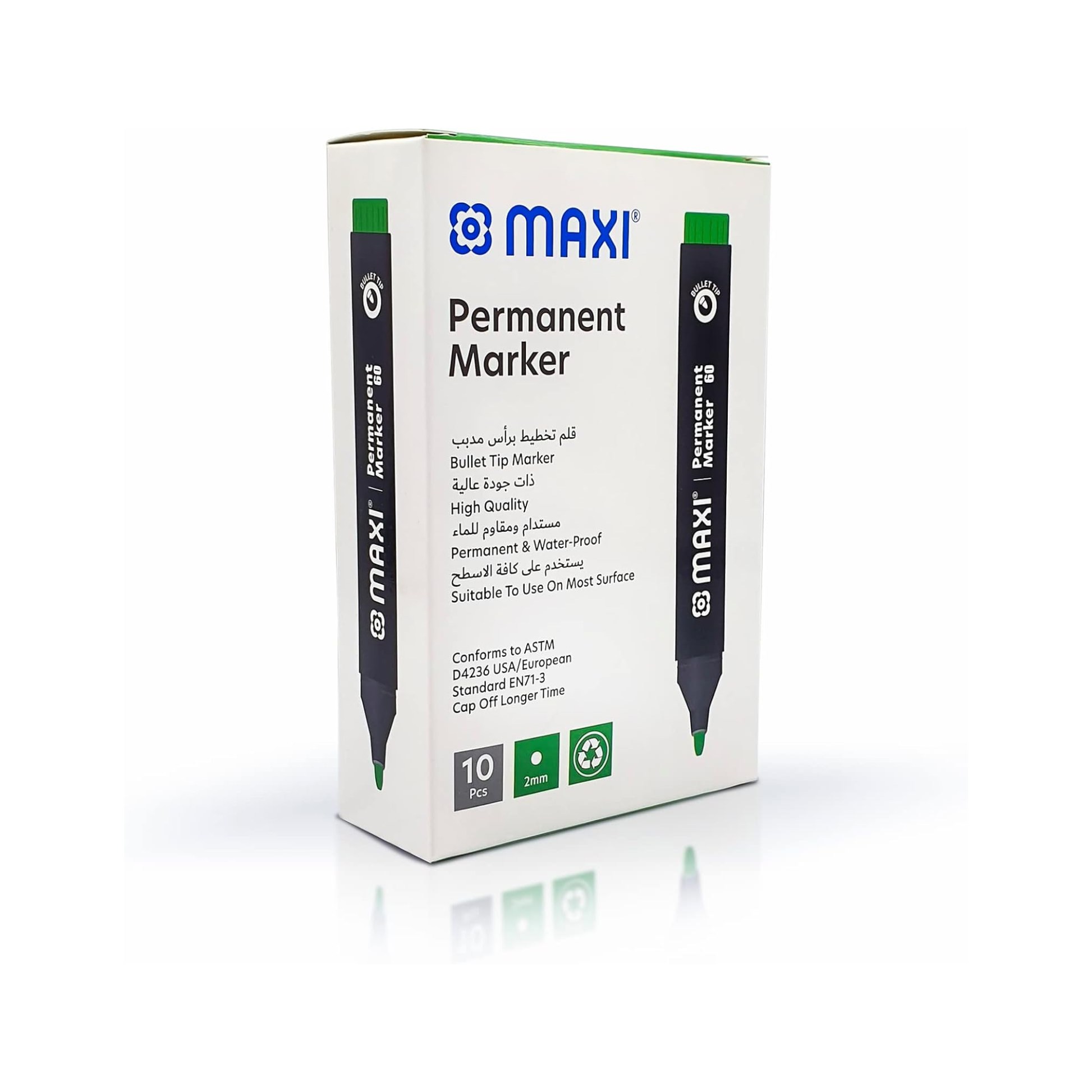 Maxi permanent marker green box of 10 bullet tip Qatar