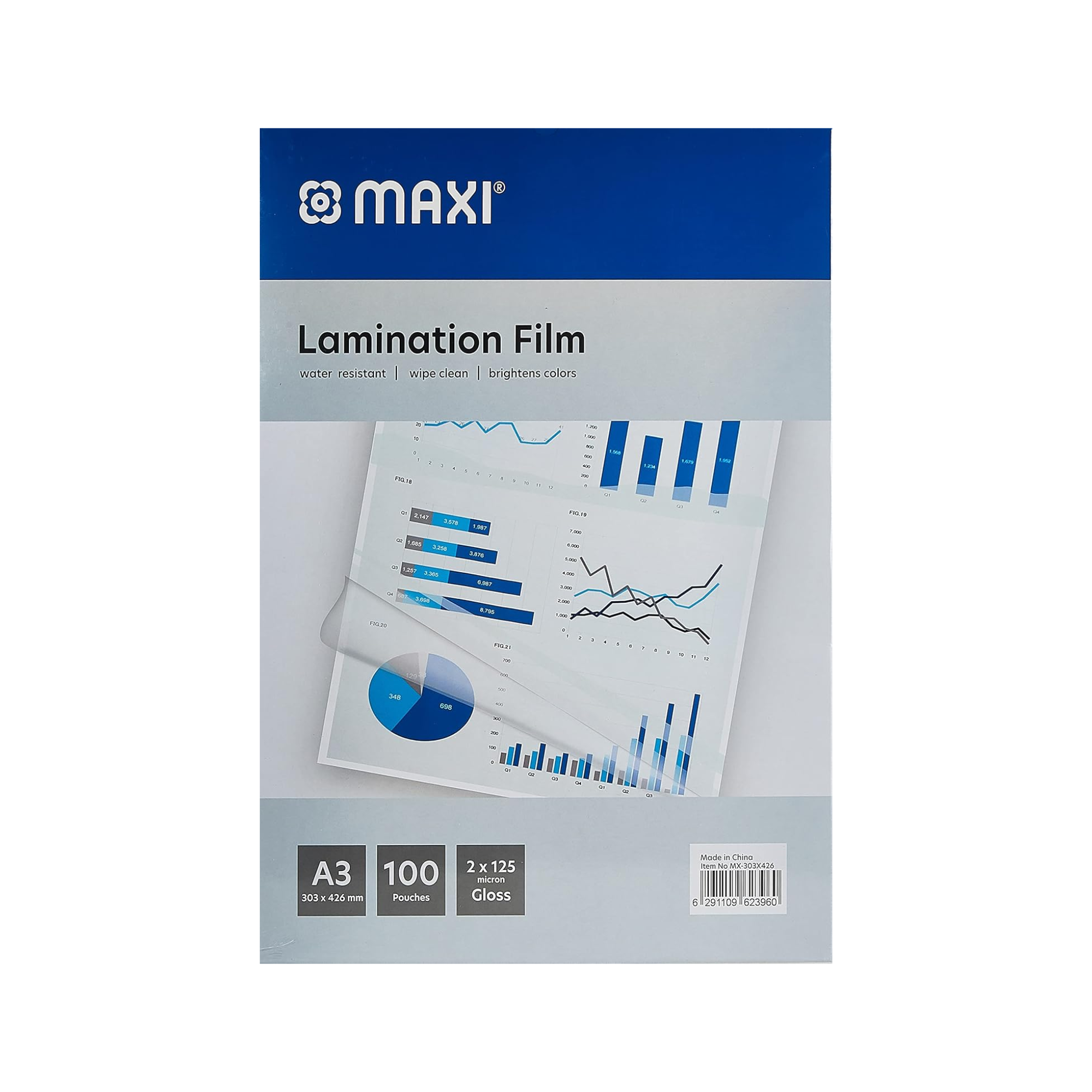 Maxi lamination film 303x426mm 125 mic box of 100 in Qatar