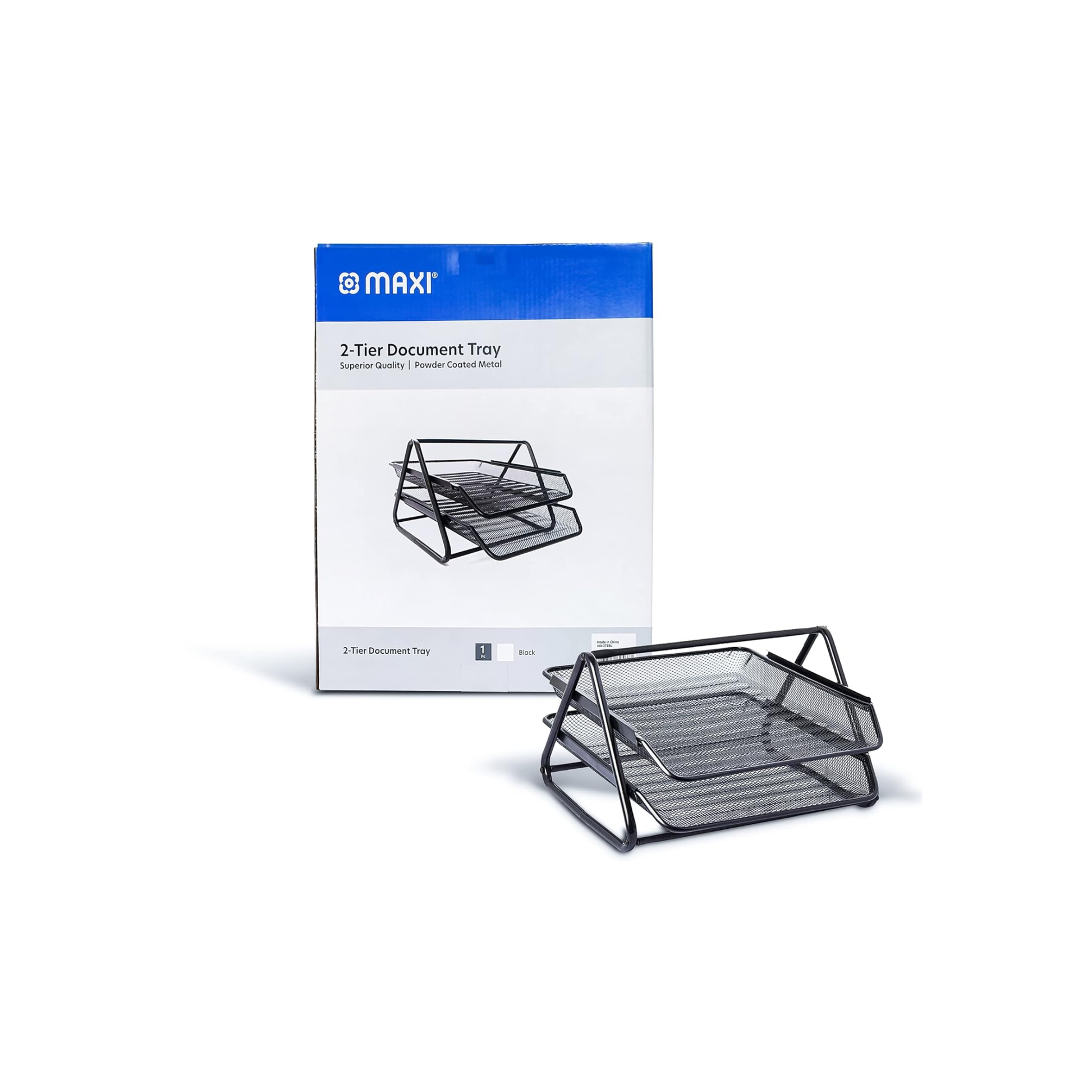 MAXI mesh 2 tier document tray black office organizer