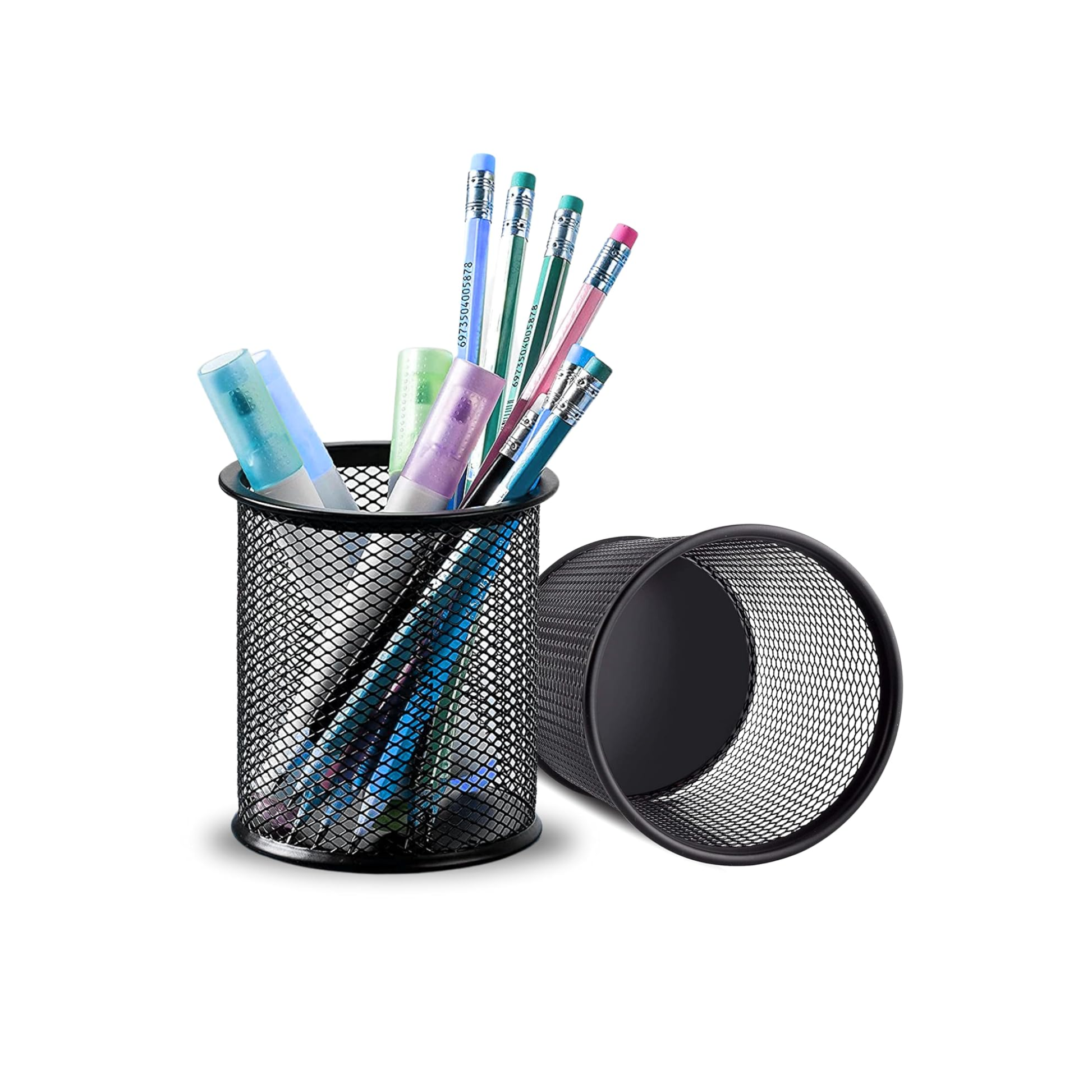 Durable mesh desk organizer cup for stationery items