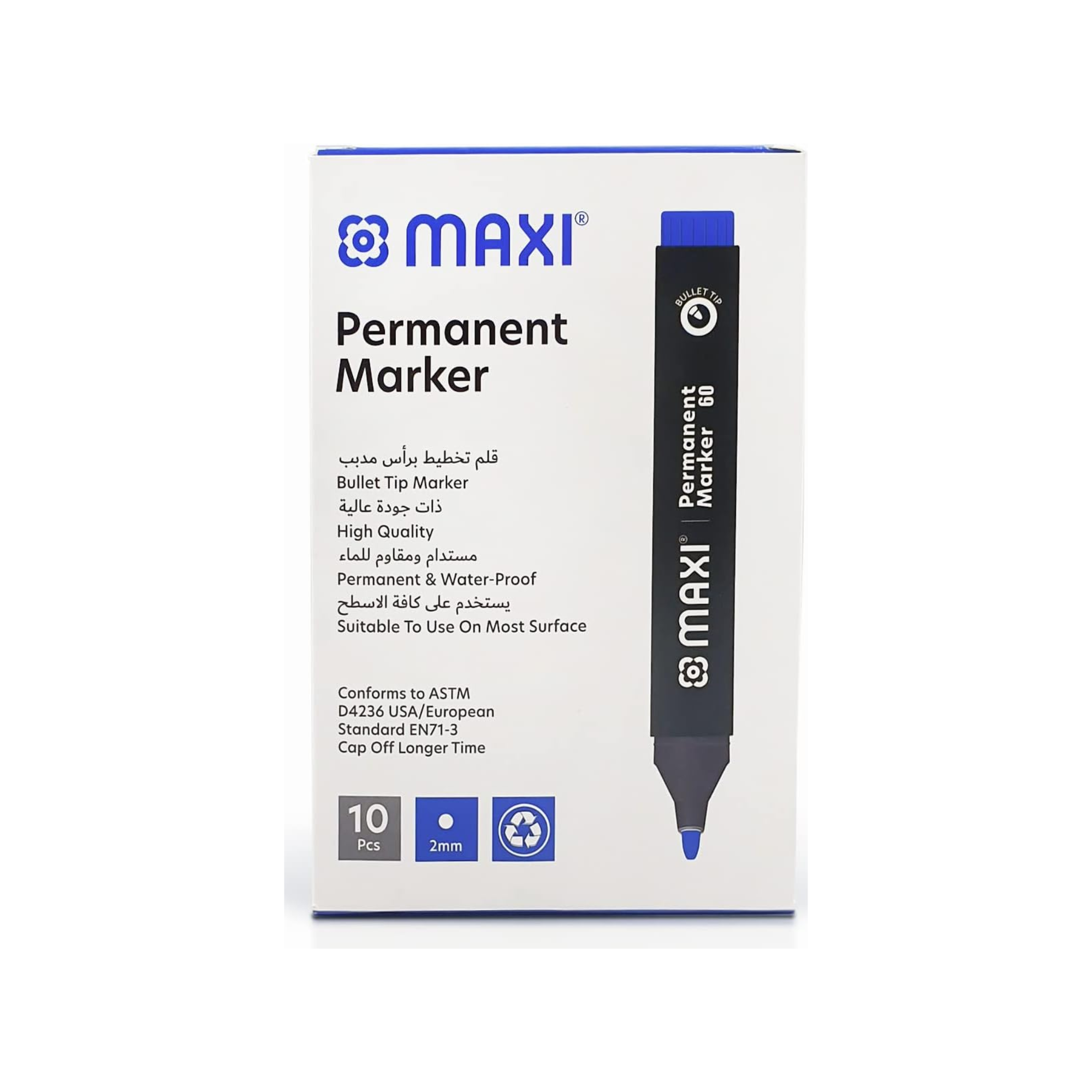 MAXI permanent marker blue box of 10 for office use in Qatar