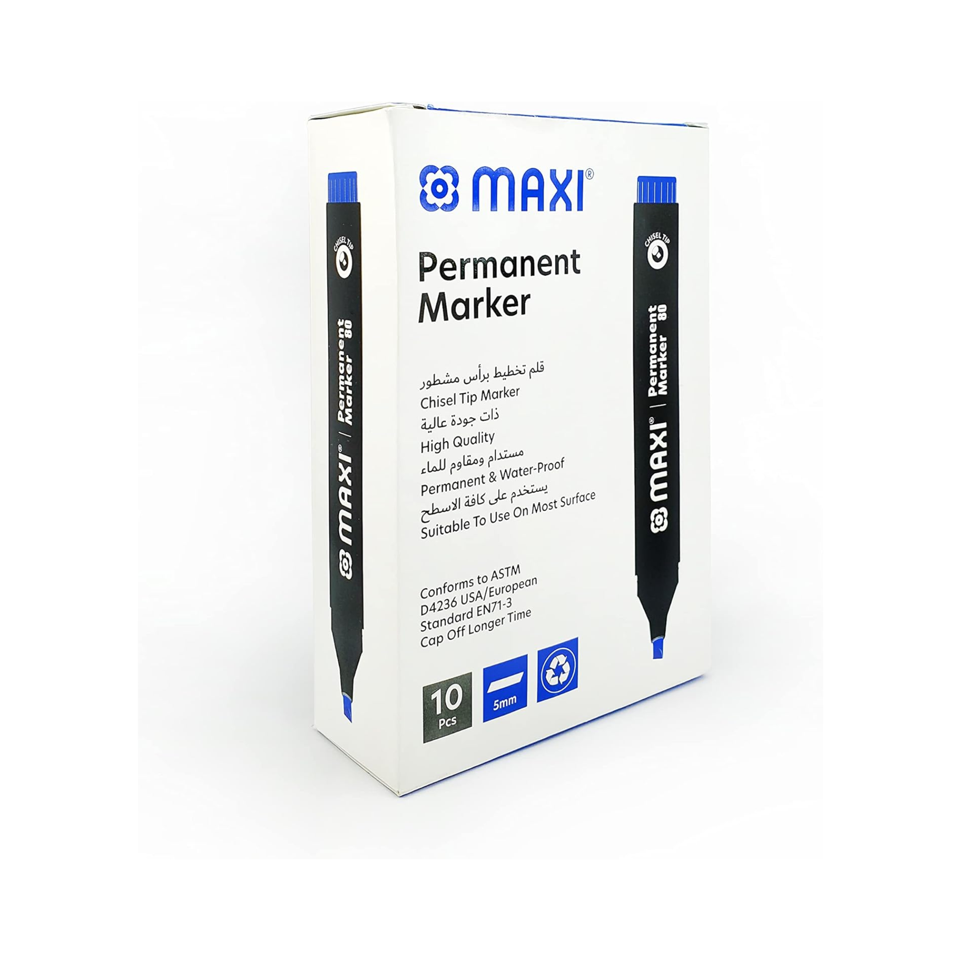 Blue chisel tip permanent markers for office and school in Qatar