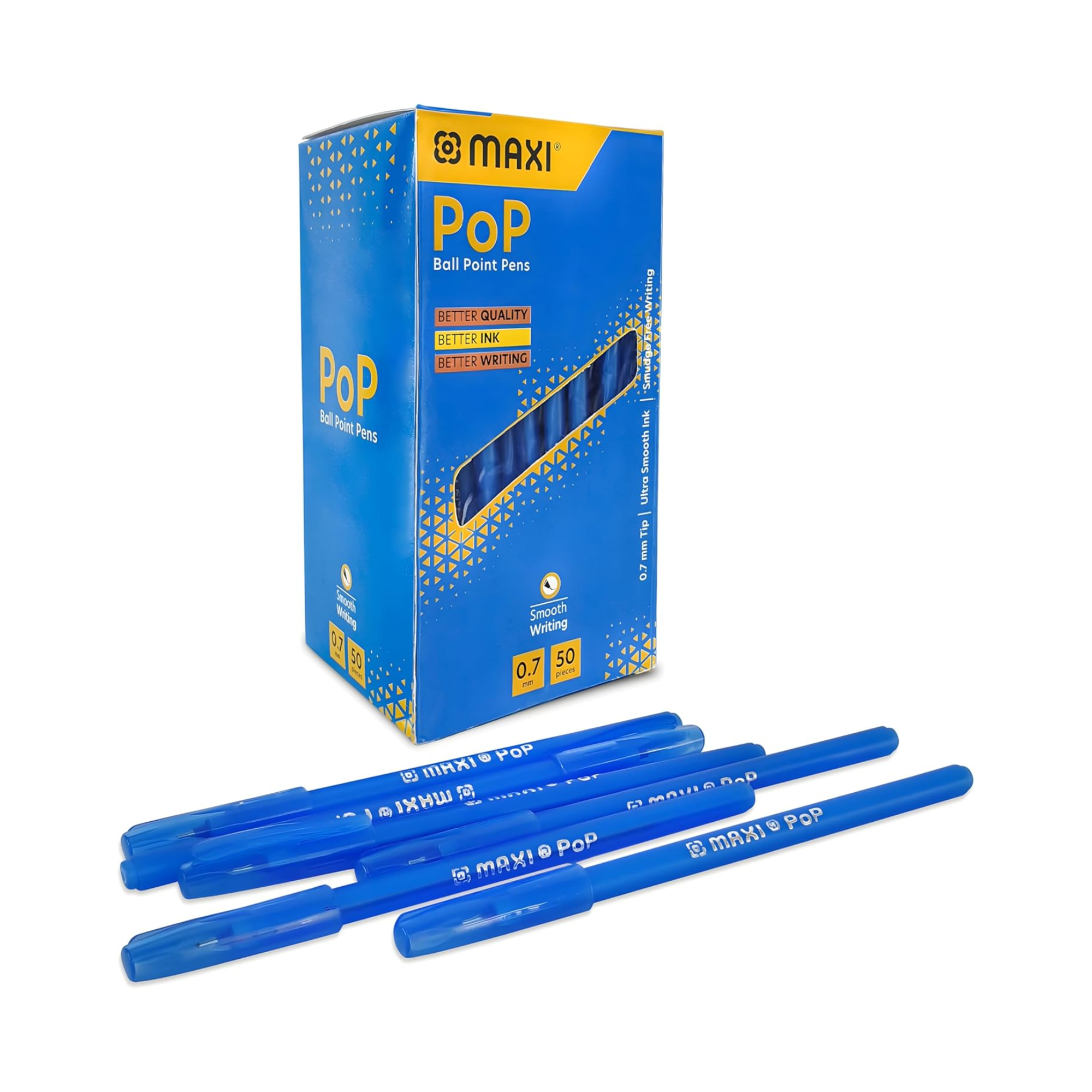 Bulk pack MAXI Pop 50 blue pens best price stationery Qatar"
