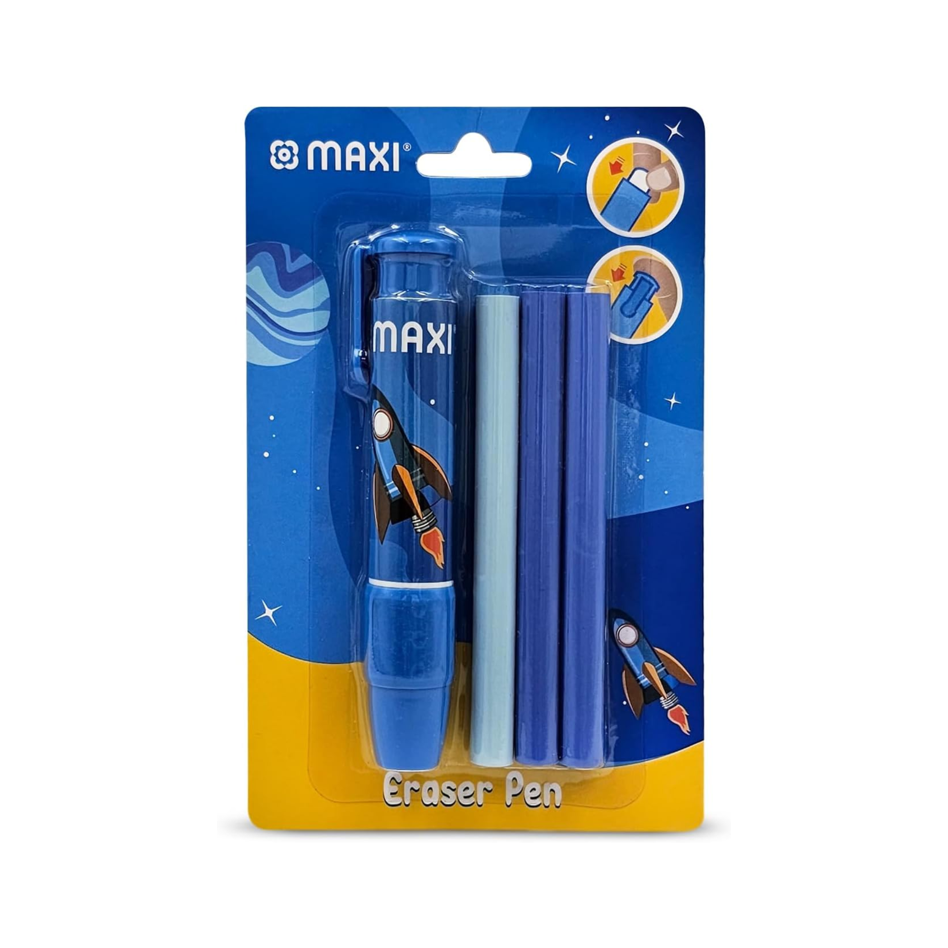 MAXI PVC eraser pen with blue refill for students in Qatar