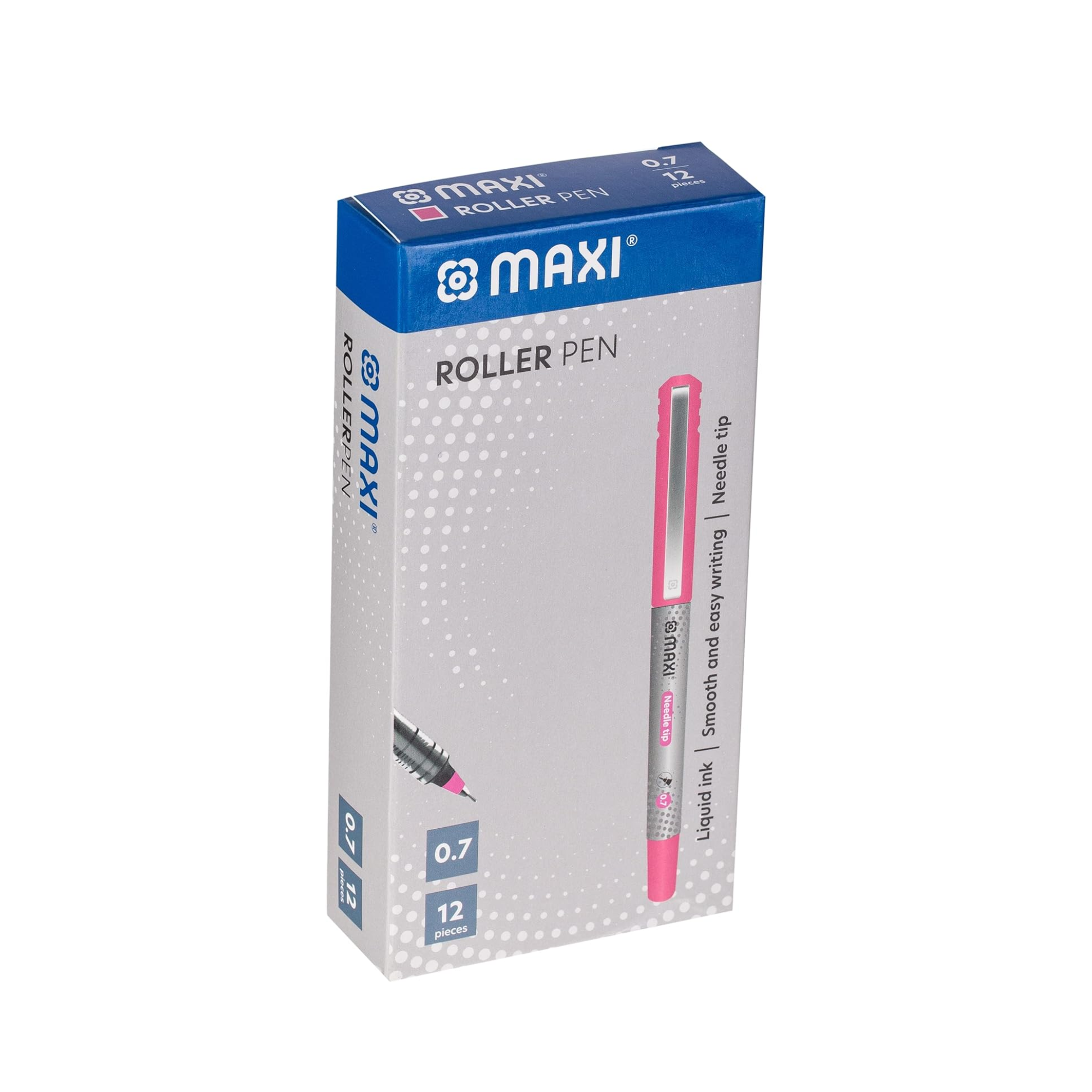 Maxi roller pen 0.7mm needle tip pink 12 piece pack