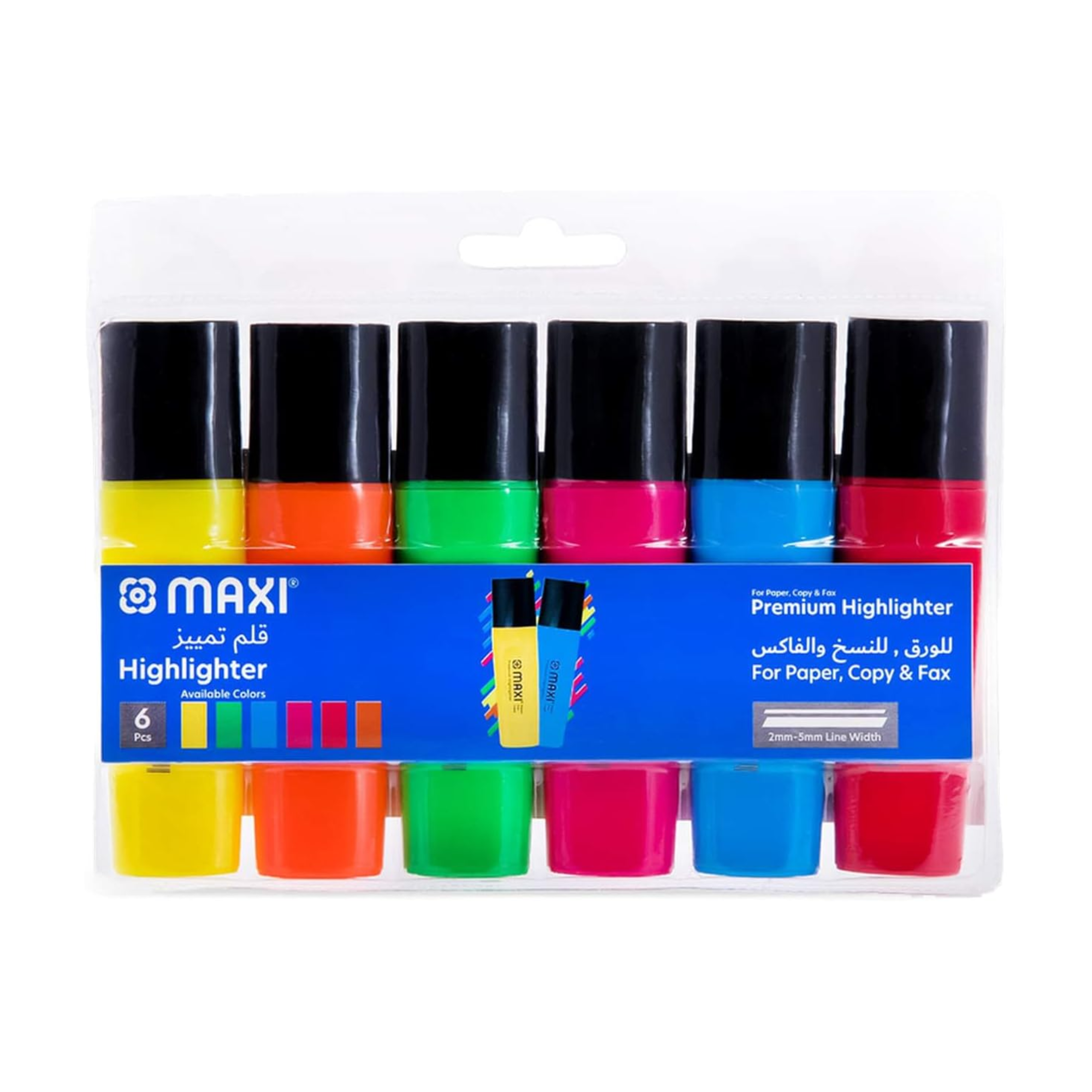 Maxi Super-Fluo highlighter wallet of 6 for school and office use