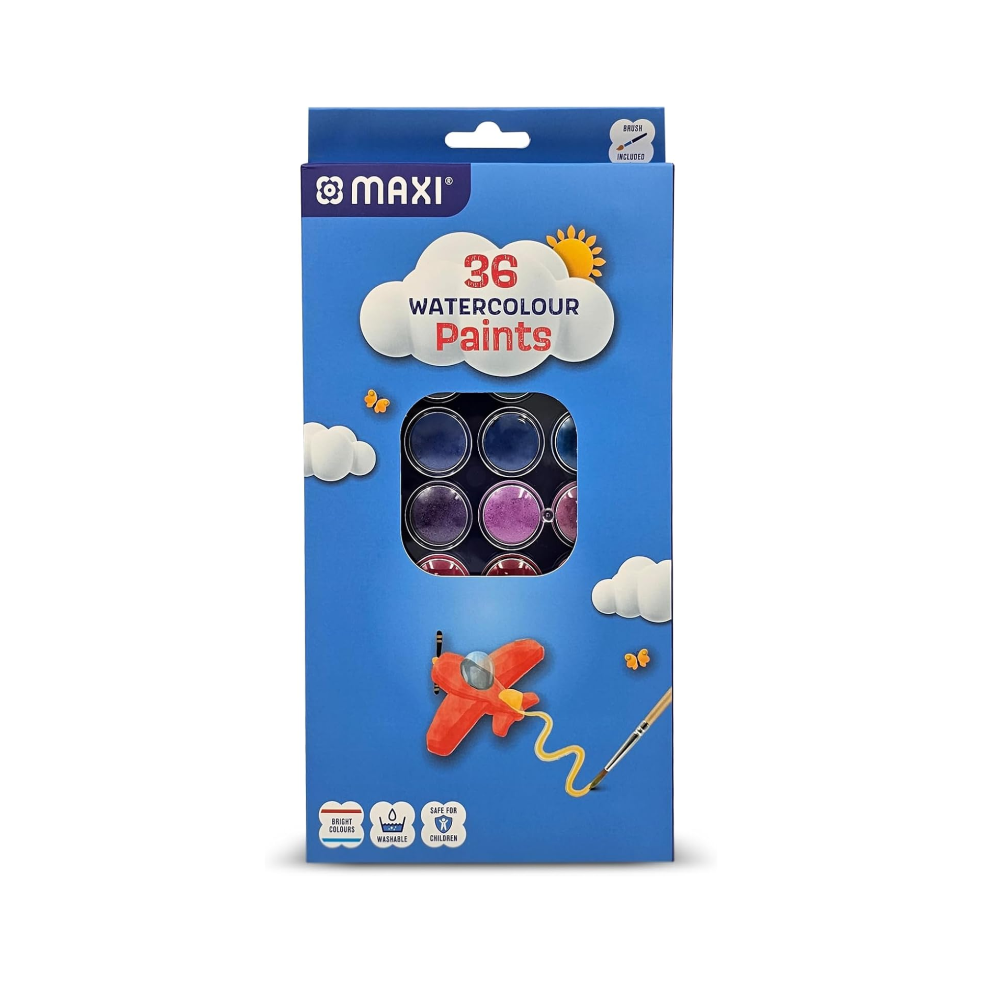 MAXI watercolor 36 color paint set with 20mm pans