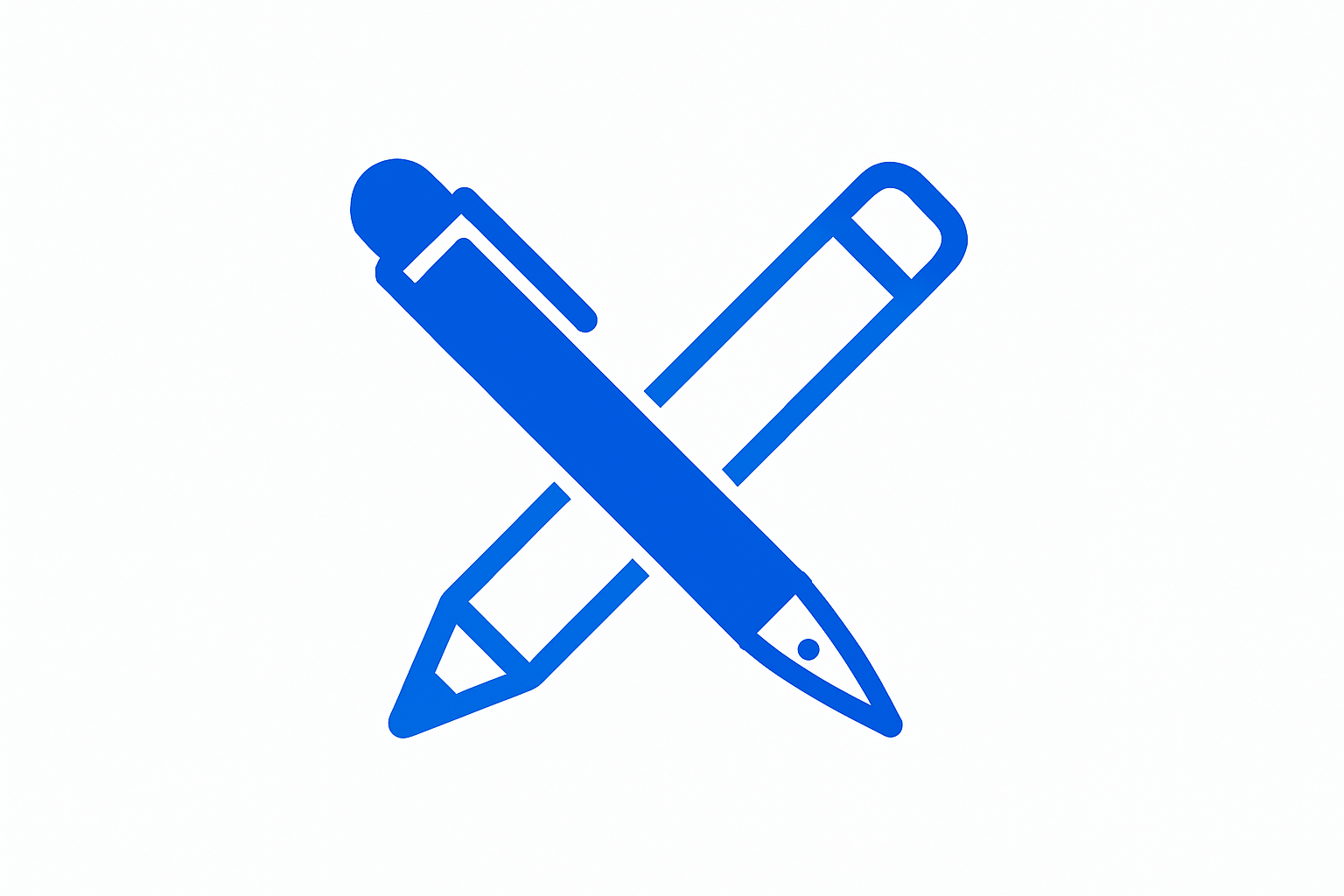 NEED A CATAOGRY I CON FOR PEN AND PENCILS COLLECTION WITH SIMPLE WHITE BACK GROUND AND BLUE ( rgb code 1280c0 ) ICON 