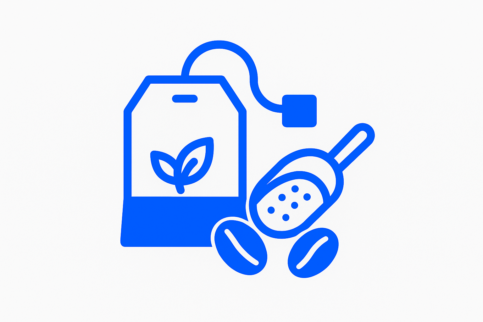 need a icon for my catagory in simple icon with white back ground and blue ( rgb code 1280c0 ) for tea bags and coffee powder
