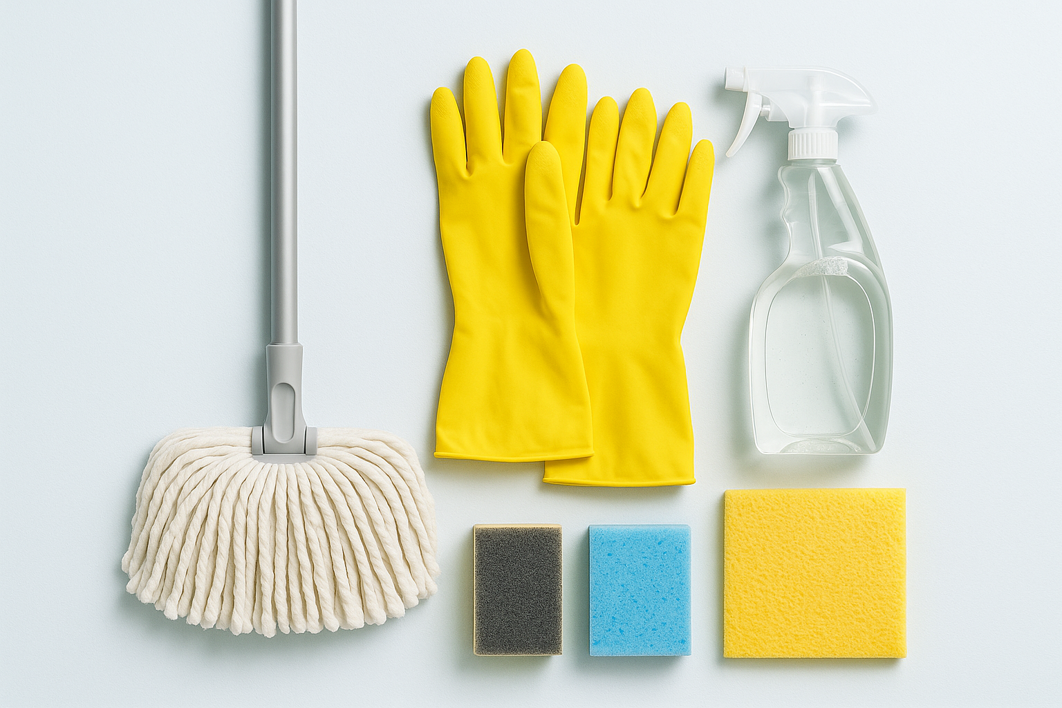nees a catogory image for my website collection cleaning items such as mop gloves cleaning liquid as it appears small on collection image it should be simple and visible 