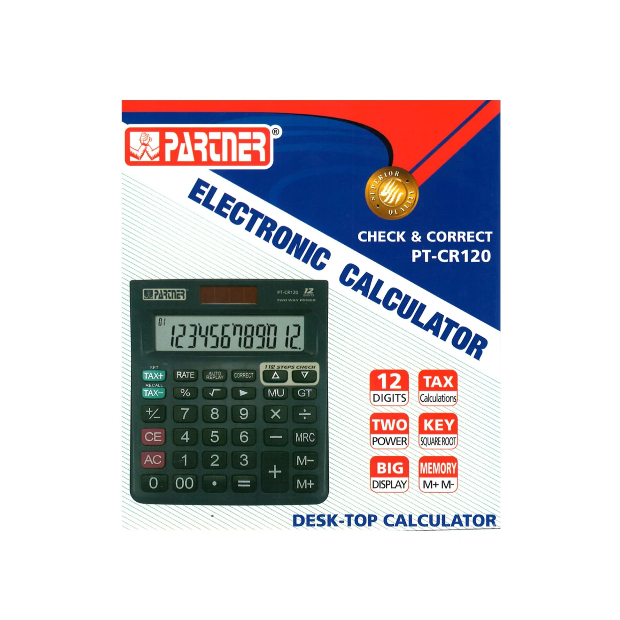 Partner PT-CR120 calculator with 12-digit display for students in Qatar