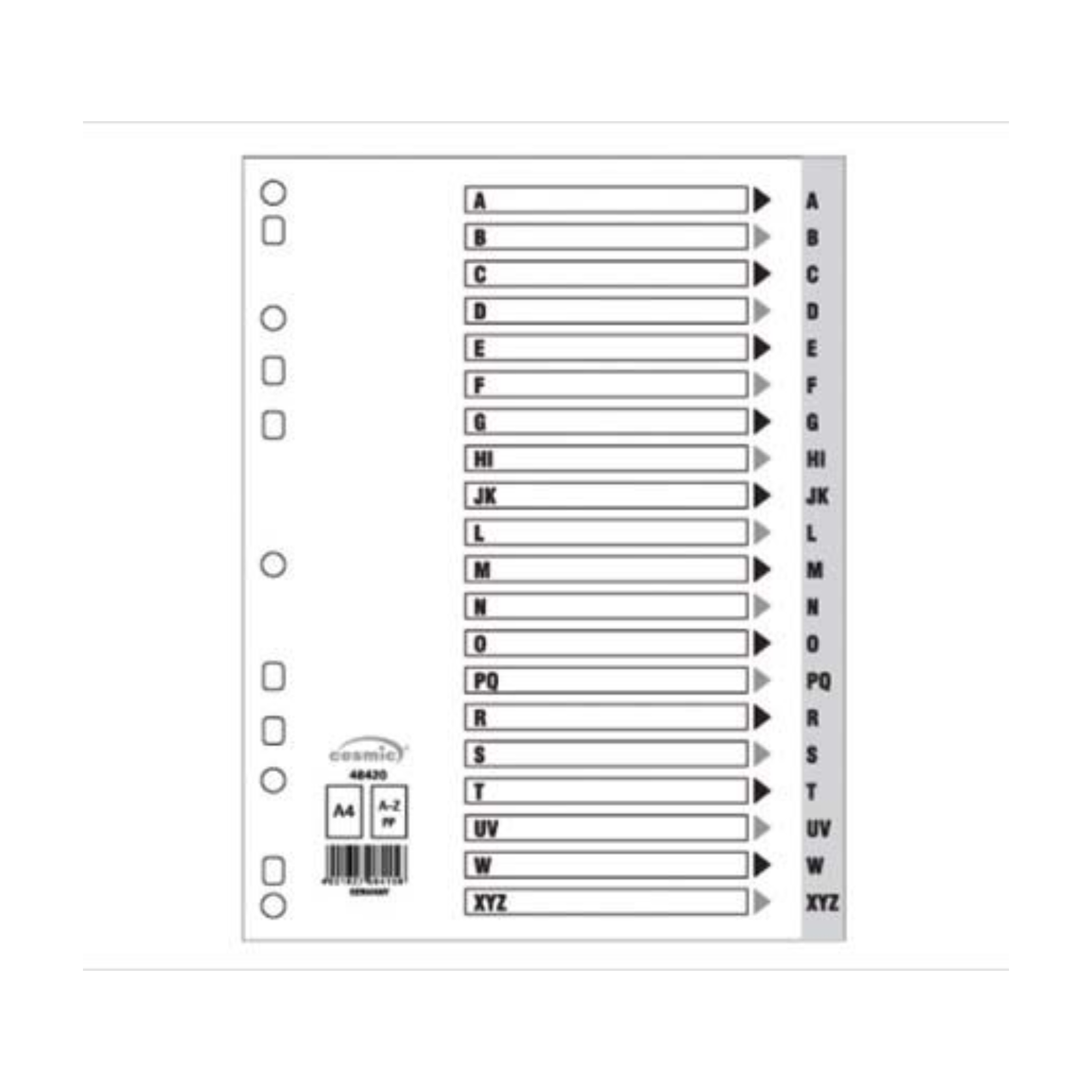 Alphabetical PVC index divider A4 size for school and office filing