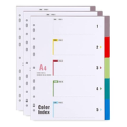 Durable PVC A4 index divider set with 5 color tabs