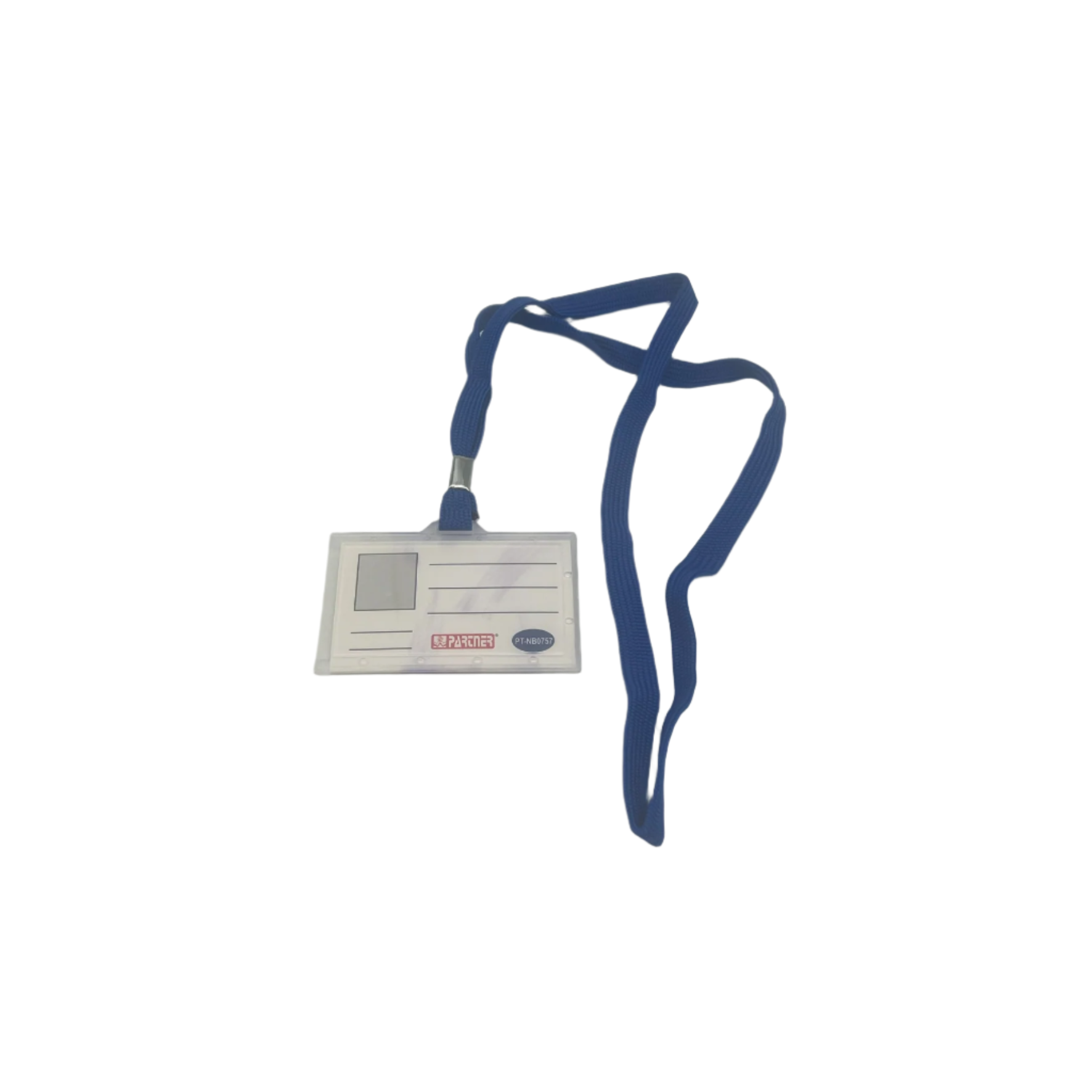 PVC vertical ID card holder with black lanyard front view