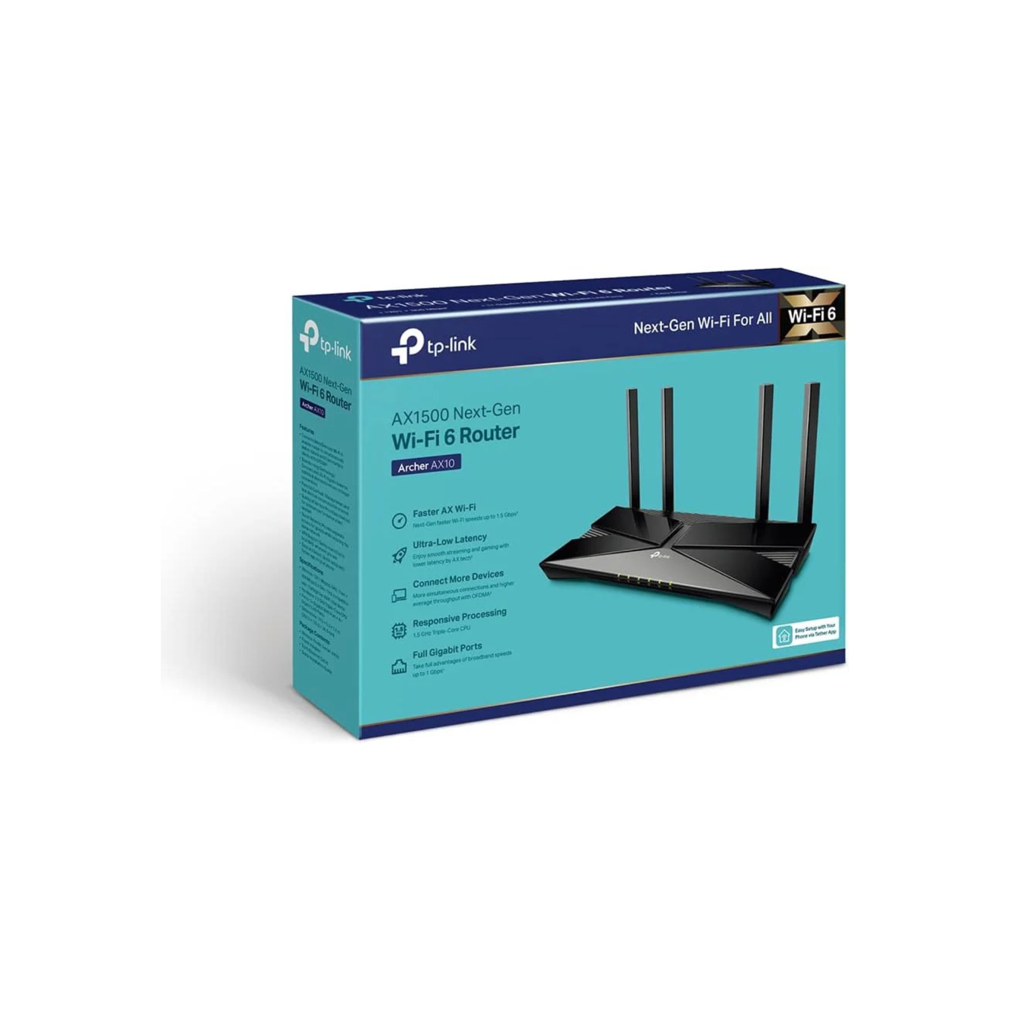 TP-Link Archer AX10 Wi-Fi 6 router front view – AX1500 dual band