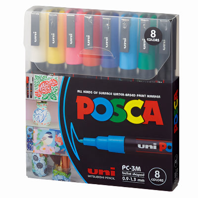 Uni POSCA PC-3M Bullet PAC=08C Paint Marker Set – Vibrant Colors for Detailed Artwork in Qatar
