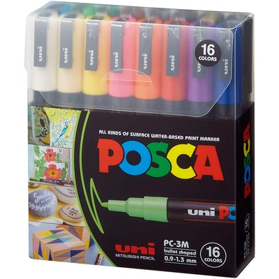 Uni POSCA PC-3M Bullet PAC=16C Paint Marker Set