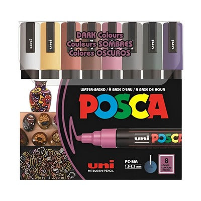Uni POSCA PC-5M Dark Colors PAC=08C Paint Marker Set in Qatar

