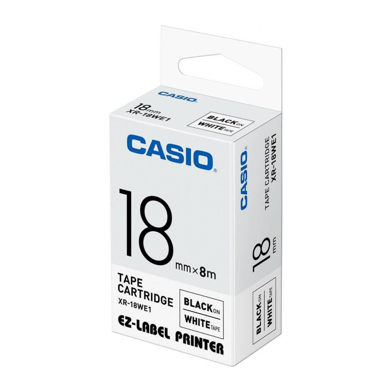 Casio XR-18WE1 Tape Cassette, 18MM X 8M, Black ON White