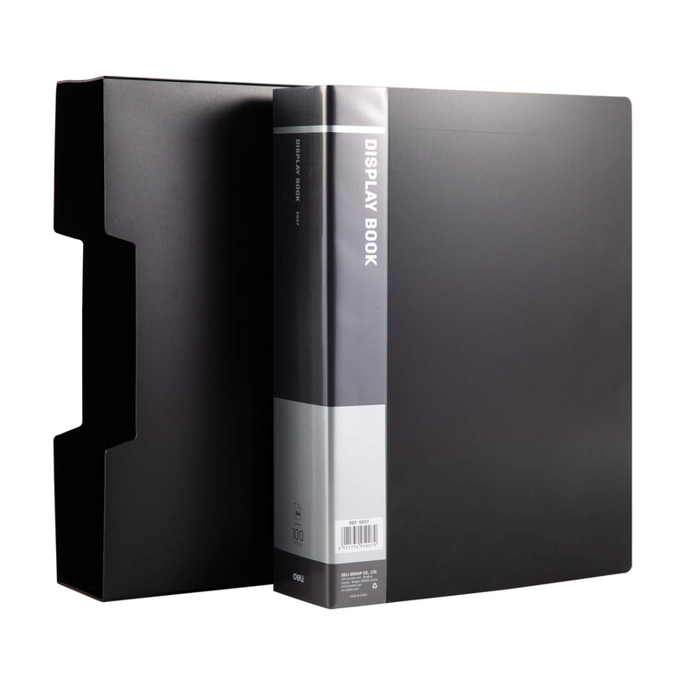 Deli Display Book A4 100 Pocket Black 5007