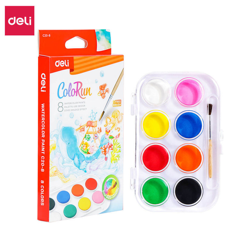 Deli Watercolor Paint F28MM 8 Color DL-WEC20-8