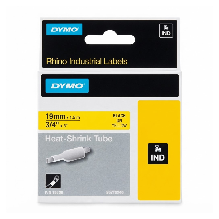 Dymo Rhino Heat-Shrink Tube 19MMX1.5M 3/4IN.X5FT Yellow P/N18058