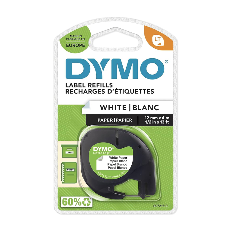 Dymo Tape 12MMX4M Black ON White S0721510