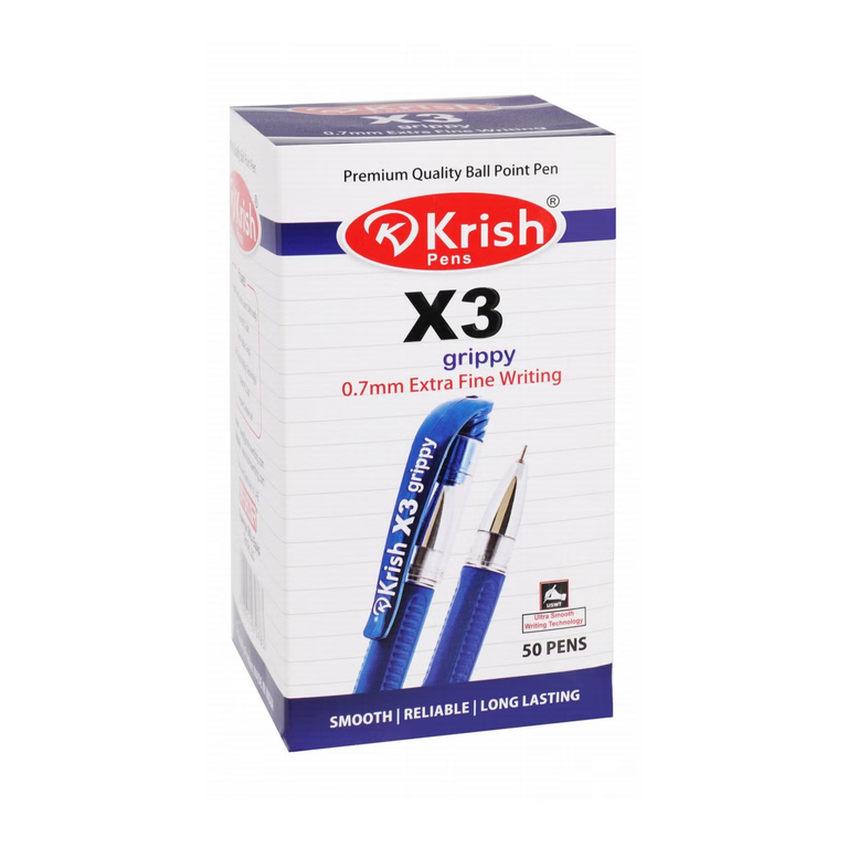 Krish Ball Pen X3 Grippy Blue