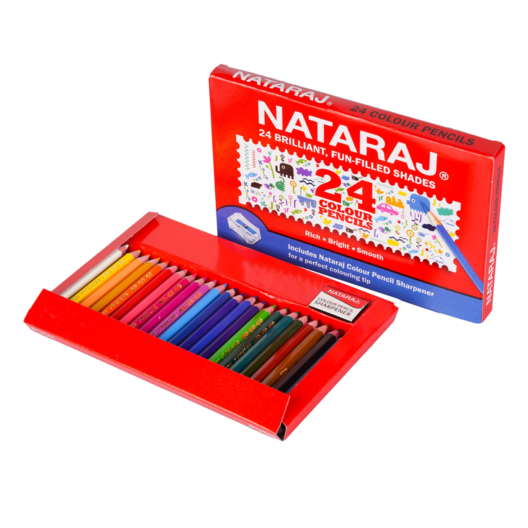 NATARAJ COLOUR PENCIL 24SH WITH COLOURING BOOK 201256018