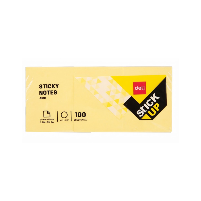 Deli Sticky Notes 1.5"×2" PAK-3YELLOW DL-WA00153