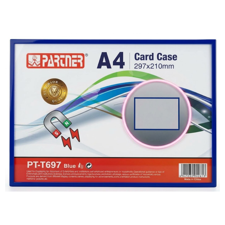Partner A4 Card Case Magnetic Blue H PT-697BL
